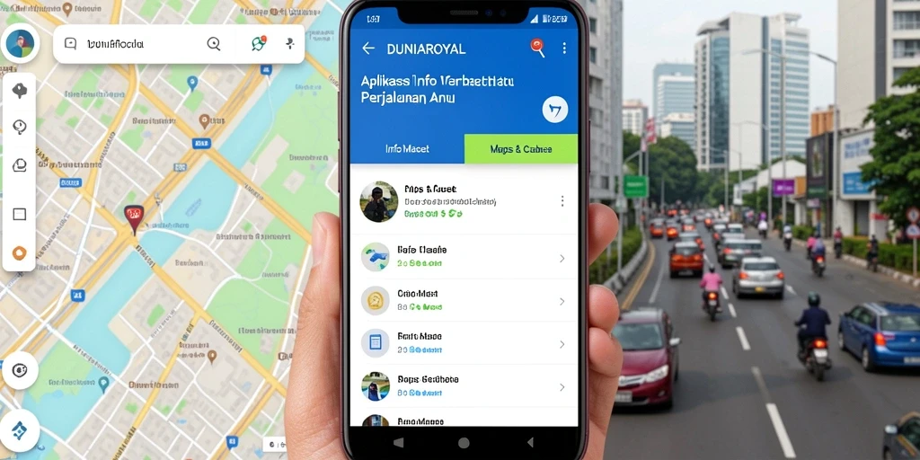 Antarmuka DUNIAROYAL menampilkan informasi lalu lintas terkini dengan jelas.