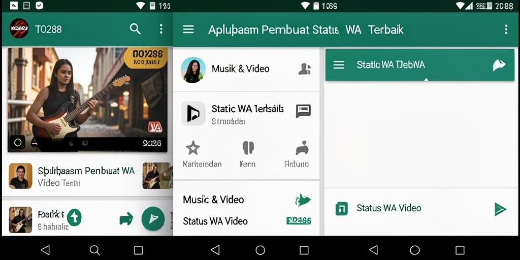 Antarmuka pengguna TO288 untuk pembuatan Status WA Video yang menarik.